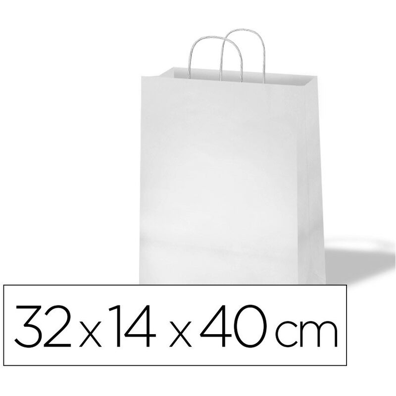 

Bolsa de papel basika celulosa blanco asa retorcida tamaño "l" 320x140x400 mm (pack de 250 uds.)