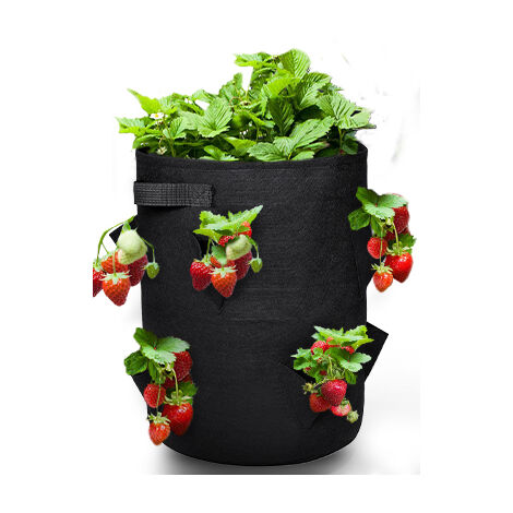 DRILLPRO Bolsa de plantación. bolsa de cultivo de fresa colgante transpirable duradera. bolsas de cultivo de plantación reutilizables. bolsa de plántulas de jardín LBTN