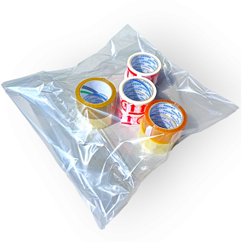 Bolsa de polietileno transparente 450X550+50 mm transparente, paquete de 100.