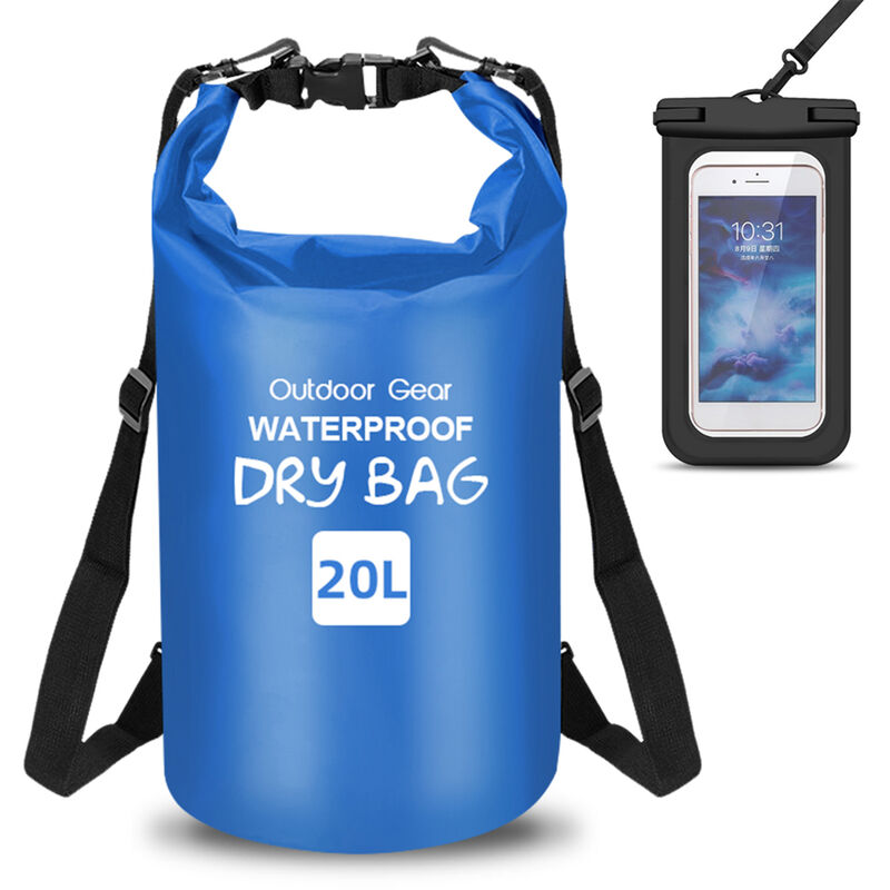 

Bolsa de PVC Mochila impermeable y bolsa de compresion seca para telefono movil,bolsa de cubo de gran capacidad,Azul oscuro, 20L