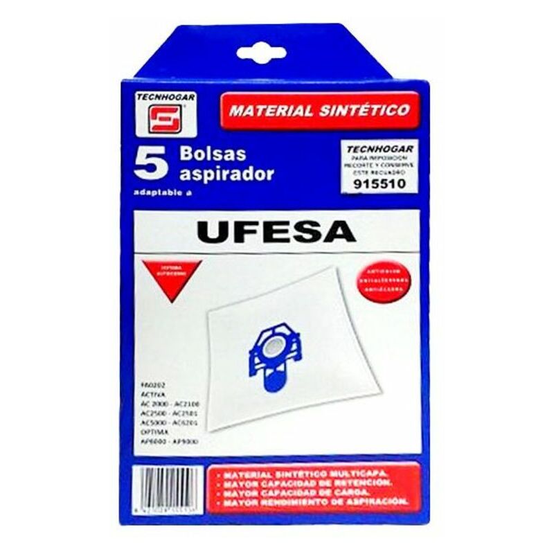 

Bolsa de Recambio para Aspiradora Tecnhogar 915510 (5 uds)