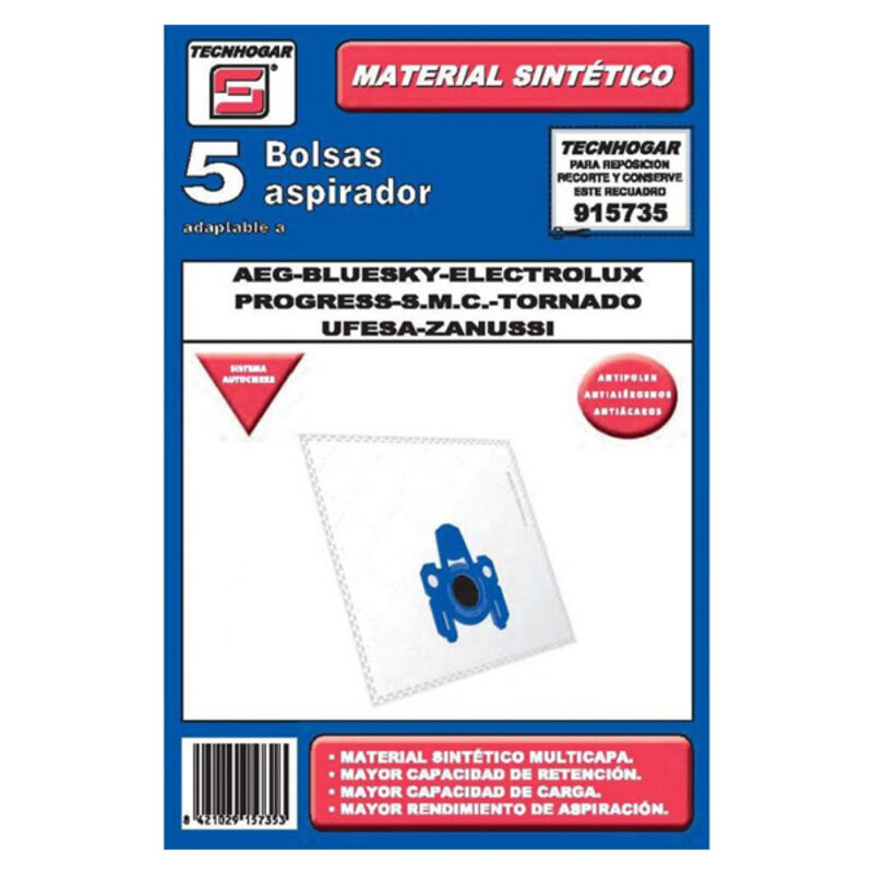 

Bolsa de Recambio para Aspiradora Tecnhogar 915735 (5 uds)