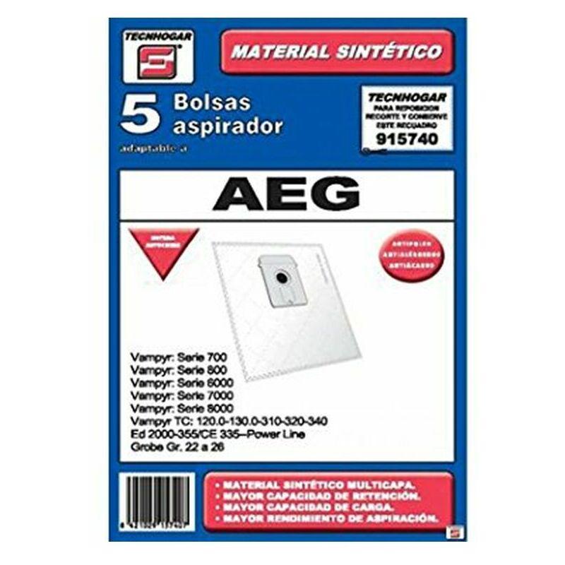 

Bolsa de Recambio para Aspiradora Tecnhogar 915740