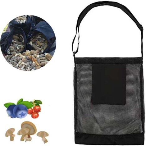 Bolsa de recolección de setas KZQ, bolsa de malla para recolección, bolsa plegable para recolección de frutas (negra)