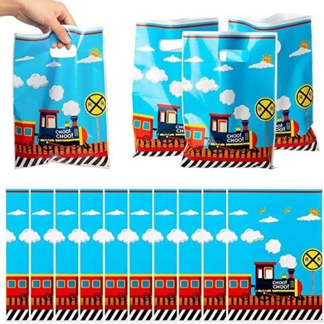 Bolsa de regalo impermeable con motivo de tren, 50 uds.