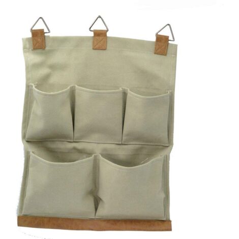 Bolsa de tela crema 5 bolsillos cm44xh35,5x6