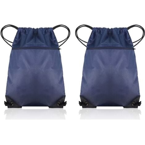 Bolsa de tela impermeable con cordón Bolsa deportiva con cordón Mochila para piscina de playa para todas las edades Bolsa de natación con cordón con bolsillo exterior 2 piezas (azul marino)