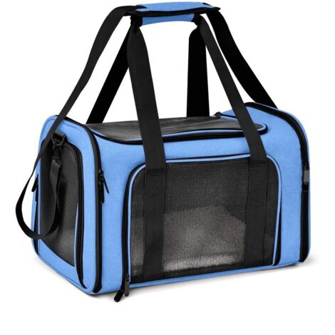 Bolsa de transporte flexible para gatos, perros y otras mascotas, plegable, apta para gatos grandes y perros pequeños, con correas y acolchado extraíble, bolsa de malla para cachorros, talla M (45 cm 