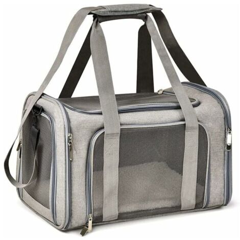 Bolsa de transporte para gatos y perros YMYNY, plegable, transpirable (L, gris)