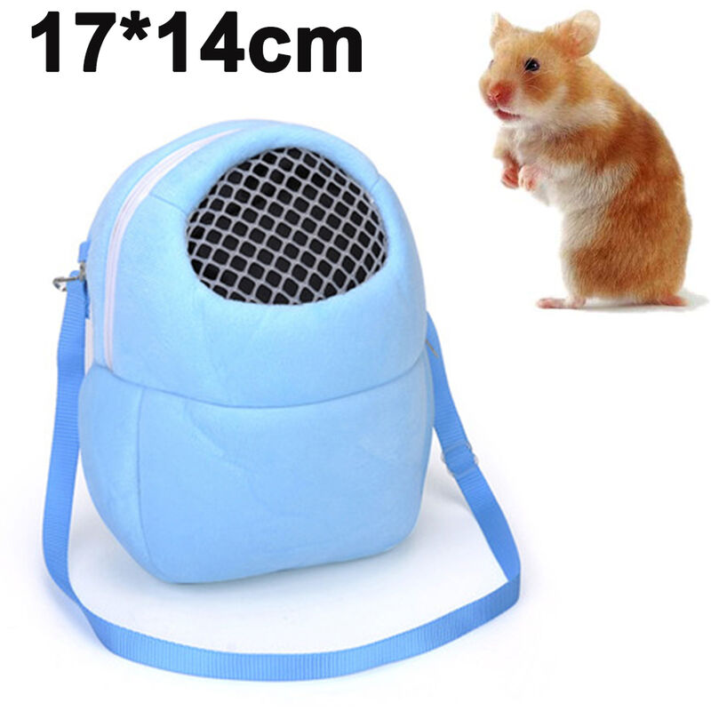 

Bolsa de transporte para mascotas, hámsters, portátil, transpirable, con bandolera para mascotas pequeñas, erizos, azúcar, ardillas, conejos, S, azul