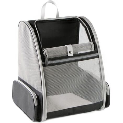 Bolsa de transporte para perros y gatos, mochila plegable de malla transpirable con estructura metálica, con colchón de felpa extraíble, hasta 7,5 kg, color negro