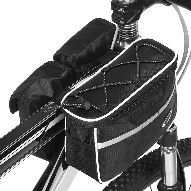 

Bolsa de tubo superior para bicicleta de ciclismo con cubierta impermeable para bicicleta de montana, paquete de alforjas con marco delantero,Negro