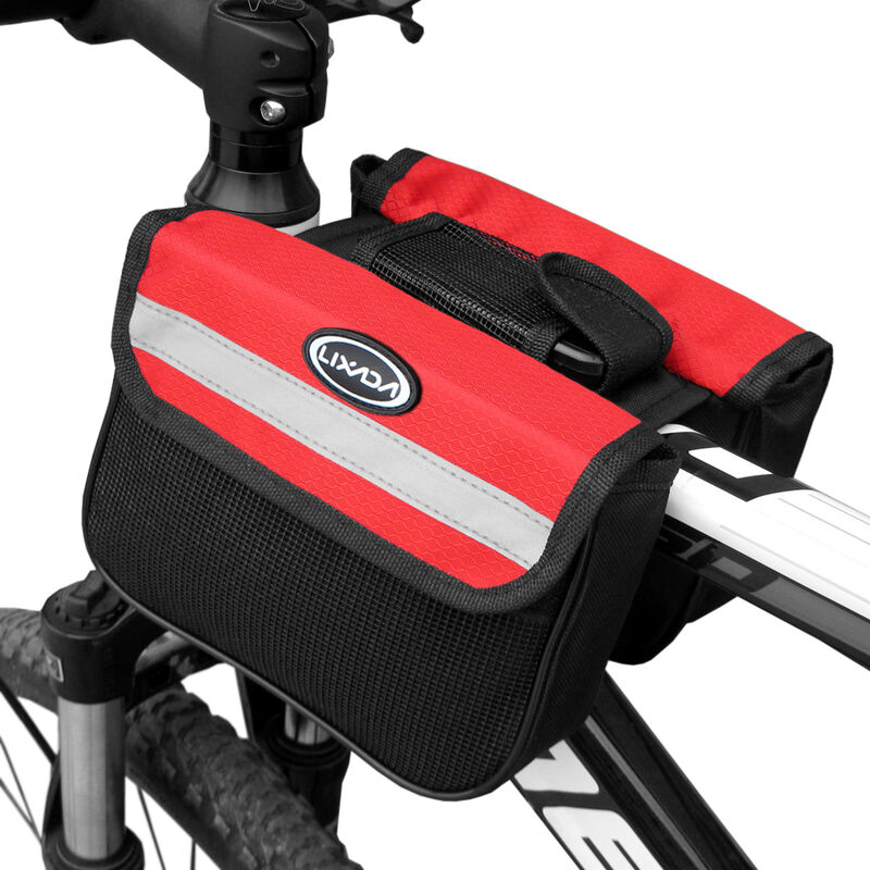 

Bolsa de tubo superior para bicicleta de ciclismo paquete de bolsa de doble alforja con marco delantero de bicicleta de montana,rojo - Lixada