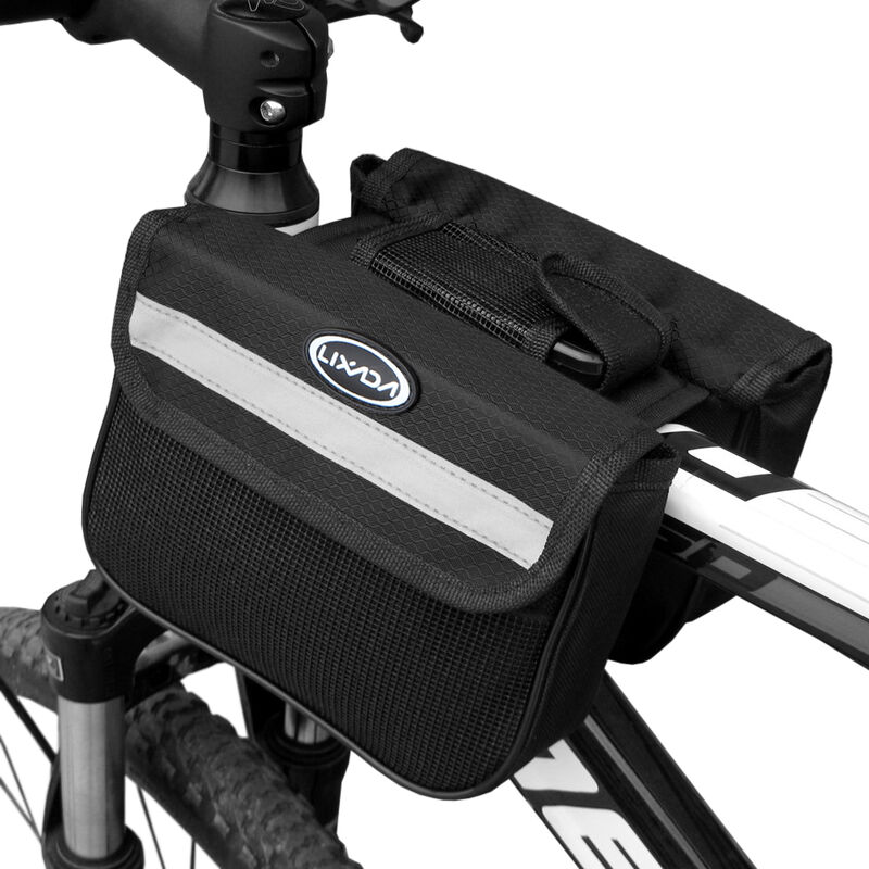 

Bolsa de tubo superior para bicicleta de ciclismo paquete de bolsa de doble alforja con marco delantero de bicicleta de montana,Negro - Lixada