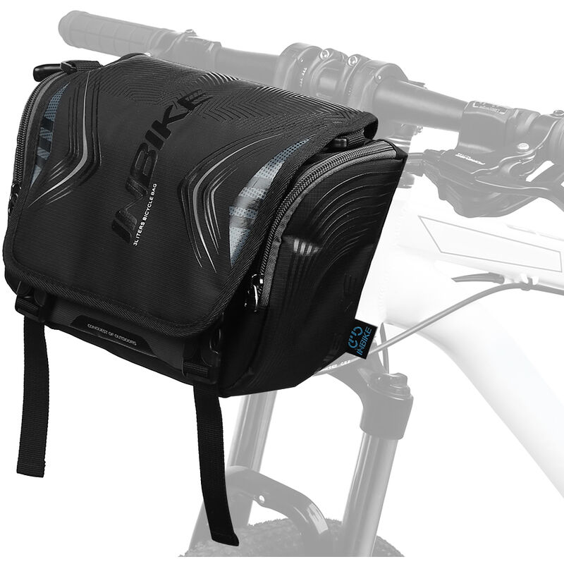 

Inbike - Bolsa delantera para bicicleta con cubierta impermeable Bolsa de seguridad para ciclismo Canasta de bicicleta de gran capacidad en t Bolsa