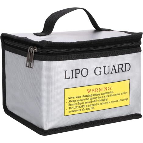 Bolsa impermeable e ignífuga para baterías Li-Po, 215 x 145 x 165 mm – Plateada
