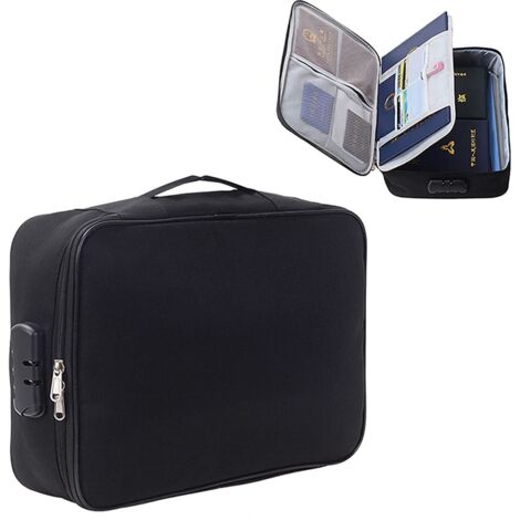 Bolsa impermeable para documentos, bolsa de almacenamiento multicapa, bolsa de almacenamiento de documentos importantes y bolsillo para archivos con divisor (negro)