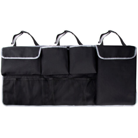 Bolsa multifuncional para guardar objetos en el asiento trasero del coche, neceser de viaje con compartimento para pañuelos y accesorios.