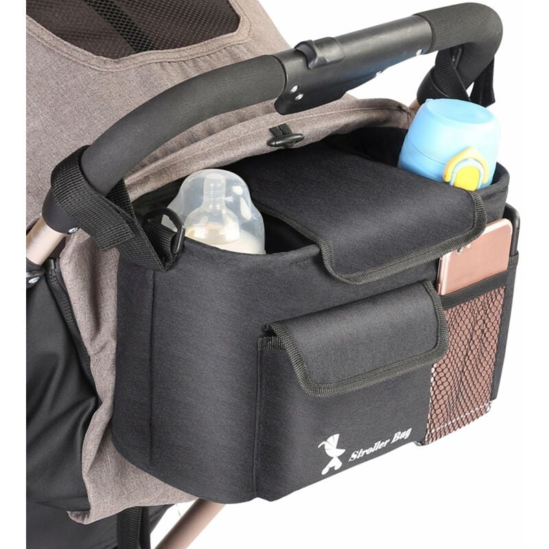 

Bolsa organizadora para cochecito Bolsa de almacenamiento universal para cochecito con correa para el hombro desmontable Portavasos Accesorio para