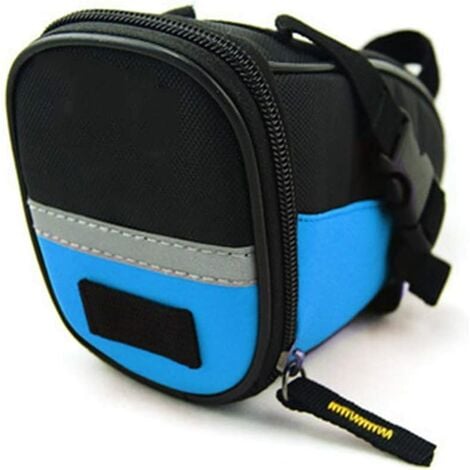 Bolsa para bicicleta, bolsa para bicicleta debajo del asiento, bolsa para accesorios de bicicleta, mochila para herramientas, bolsa para cojín, equipo para equipo, 2 piezas, azul oscuro, azul claro