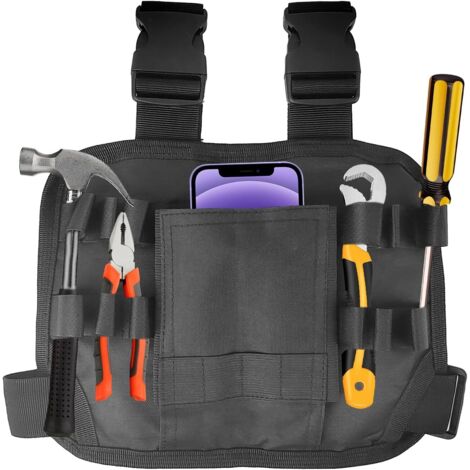 Bolsa para cinturón de herramientas, de tela Oxford, 25 × 18 cm, para pierna, con múltiples bolsillos, color negro, para personal de mantenimiento.