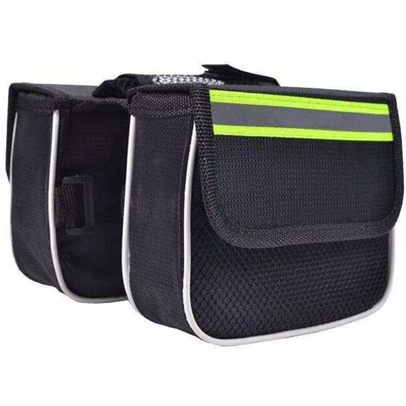 

Bolsa para cuadro de bicicleta con bolsa para telefono celular Tira reflectante Soporte de tubo para cuadro delantero de bicicleta multifuncion Bolsa