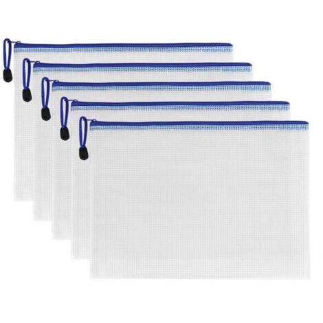 Bolsa para documentos, 5 unidades, carpeta de PVC con cremallera, tamaño A5, para guardar documentos y organizar recibos comerciales.