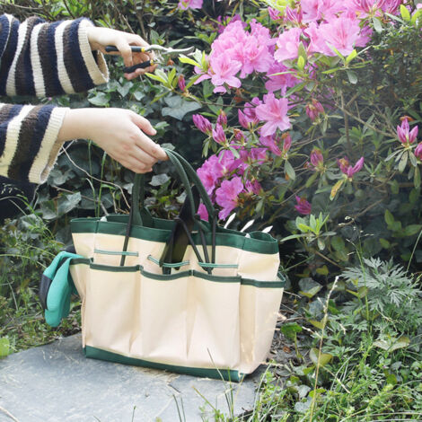 Bolsa para herramientas de jardín con 1 compartimento  Lona Oxford resistente  Bolsa de almacenamiento grande para herramientas de jardín con 9 compartimentos  Tamaño 47 x 26 cm  Regalo para jardinero