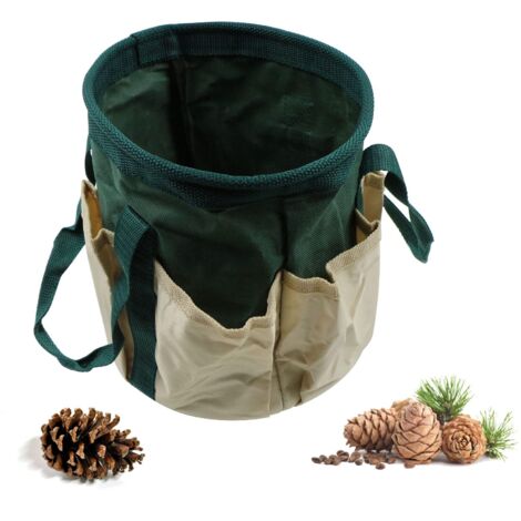 Bolsa para herramientas de jardinería, fabricada en lona Oxford impermeable con paño de limpieza - 6 bolsillos para guardar herramientas, bolsa de almacenamiento versátil y resistente al desgaste