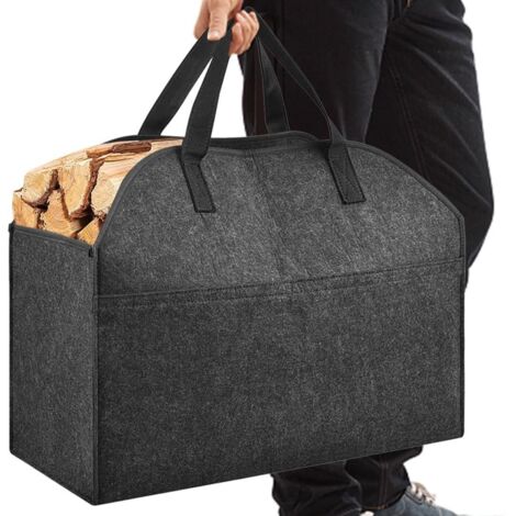 Bolsa para leña resistente y duradera - 55,88 x 25,4 x 43,18 cm. Cesta extragrande y versátil para estufas, chimeneas, fogatas o accesorios para parrillas.