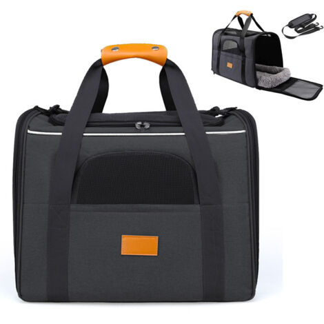 Bolsa para mascotas, plegable y transpirable, con correas de hombro ajustables y cojín extraíble para transportar a tu mascota de forma segura.
