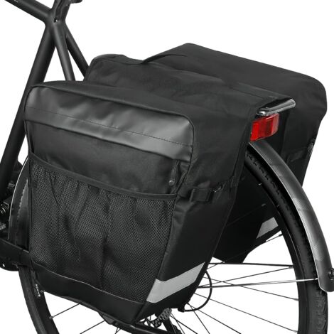 Bolsa para portaequipaje trasero de bicicleta, bolsa impermeable de 28 l para cuadro doble de bicicleta, bolsa para asiento trasero de bicicleta con asa, tira reflectante