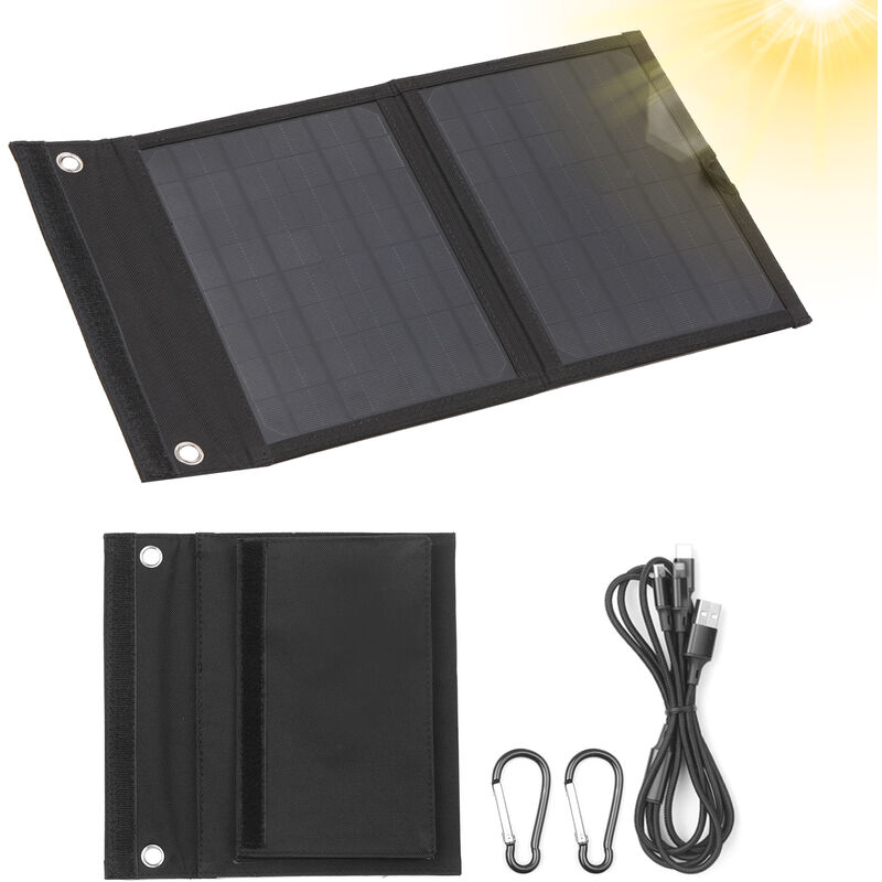 

Bolsa plegable de panel solar de 12W Salida USB + DC Cargador solar Dispositivo de carga solar plegable portatil Fuente de alimentacion portatil para