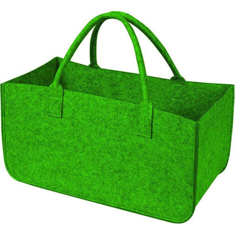 Bolsa porta leña Vigor, de fieltro verde, 46l, 51x33 cm