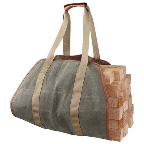 Bolsa portátil para leña de exterior, bolsa de leñador, bolsa de lona verde para leña