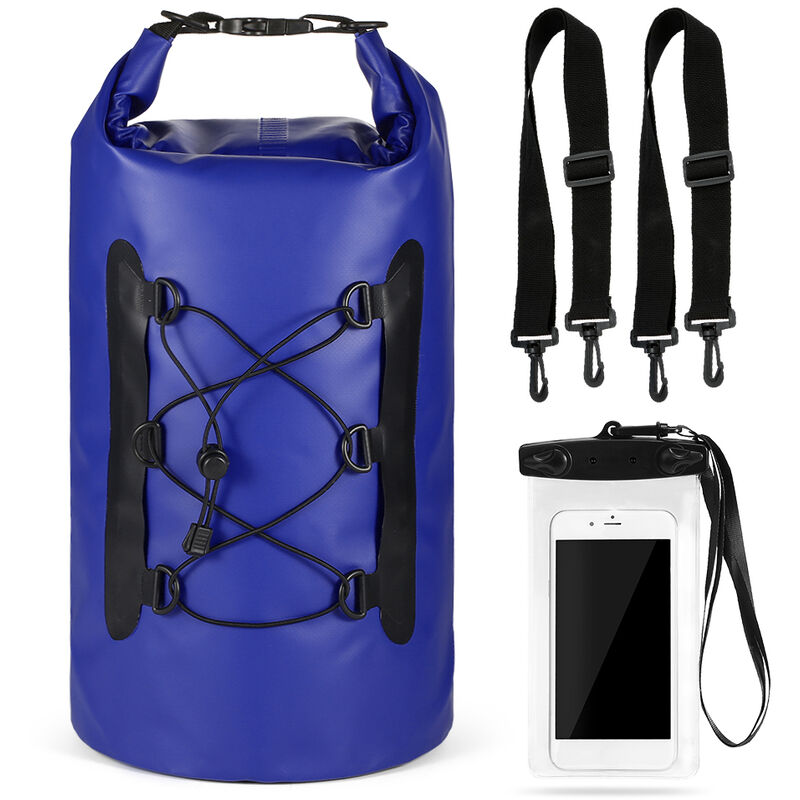 

Bolsa seca impermeable de 15 l, con funda para telefono, bolsa seca con tapa enrollable, para kayak, canotaje, pesca, surf, natacion, rafting,Azul