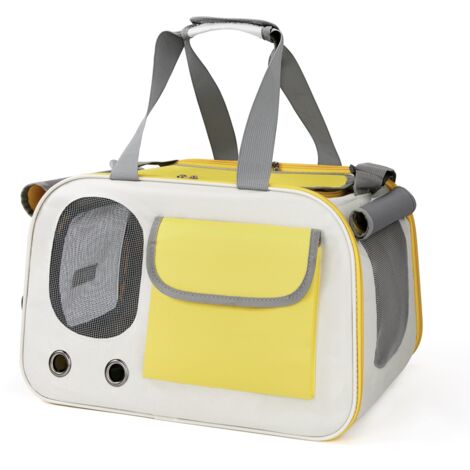 Bolsa transportadora para gatos, bolsa transportadora plegable de tela Oxford para gatos, bolsa transportadora transpirable para perros y gatos (amarilla)