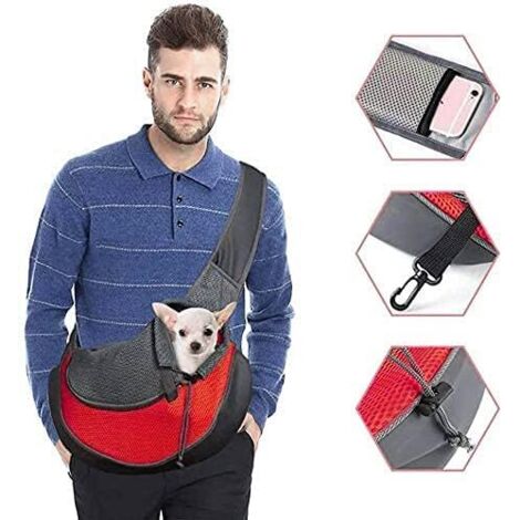 Bolsa transportadora para perros, bolso de hombro ajustable para gatos y cachorros, bolsa de viaje para mascotas pequeñas, bolso de mano para perros con bolsillo de malla transpirable, bolsa portátil 