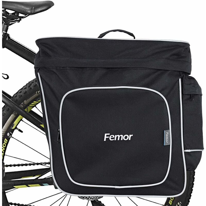 

Bolsa Trasera para Bicicleta, doble bolsa para rueda trasera con varios bolsillos, Bolsa de asiento trasero de bicicleta 30L con cinta reflectante,