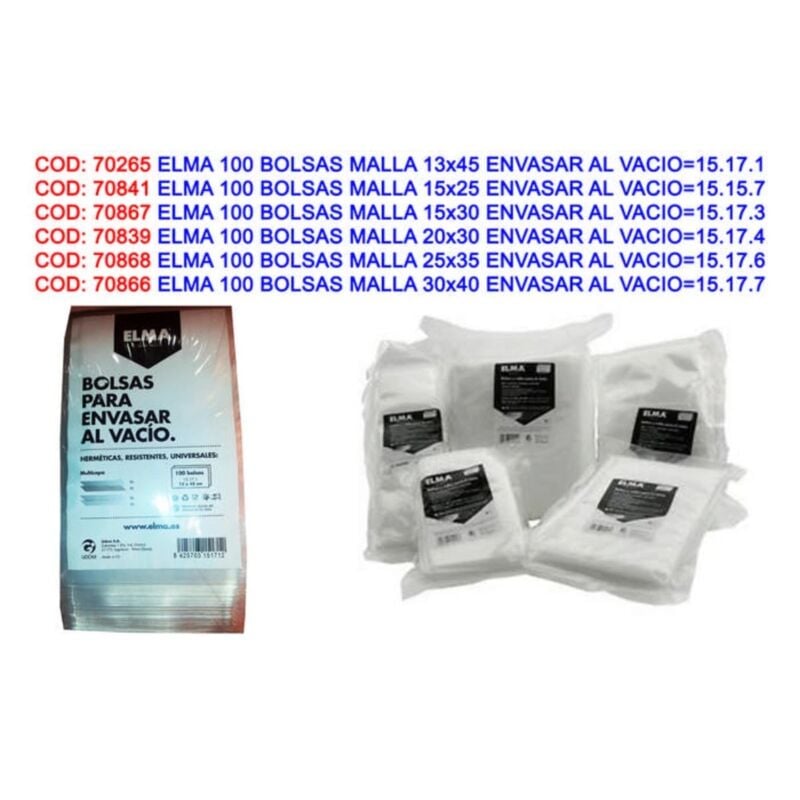Elma 100 30x40 mesh-beutel für vakuumverpackung