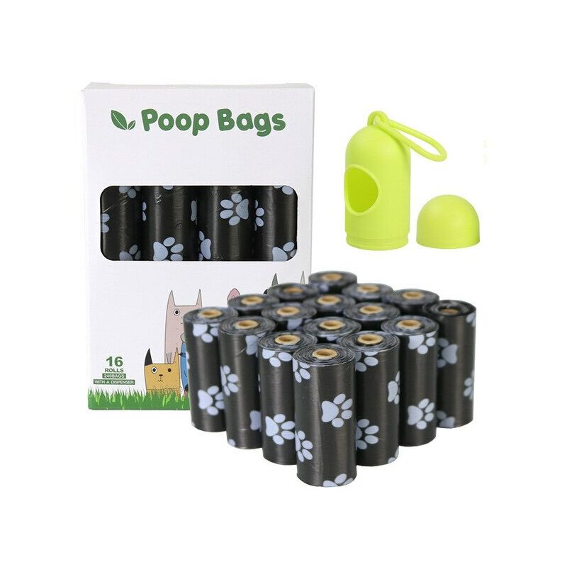 Bolsas biodegradables para excrementos de mascotas, 240 unidades, a prueba de fugas, Con dispensador,black-240 bags