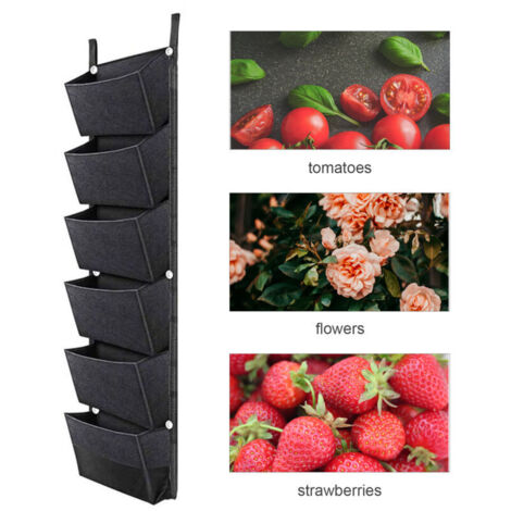 Bolsas colgantes para macetas con 6 bolsillos, macetas para jardines verticales, bolsas para macetas de pared, bolsas transpirables para macetas de pared, 107,7 x 30,5 cm