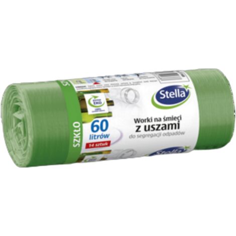 Bolsas con asas para segregaci贸n VIDRIO 60 l 14 uds. verde STELLA