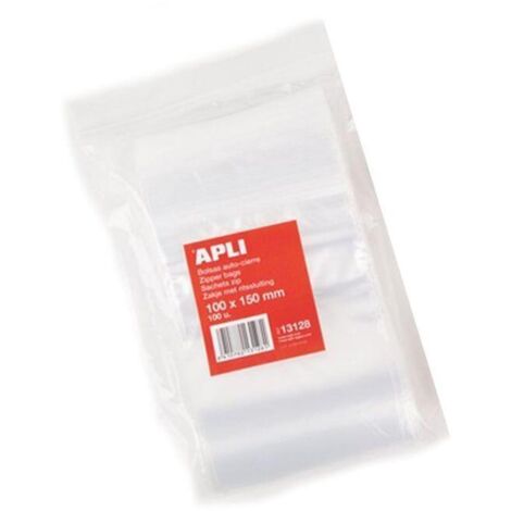 Bolsas con zip auto cierre transparentes tamaño 100 x 150 mm. Estas bolsas disponen de un cierre seguro que, al mismo tiempo, permite la fácil manipul