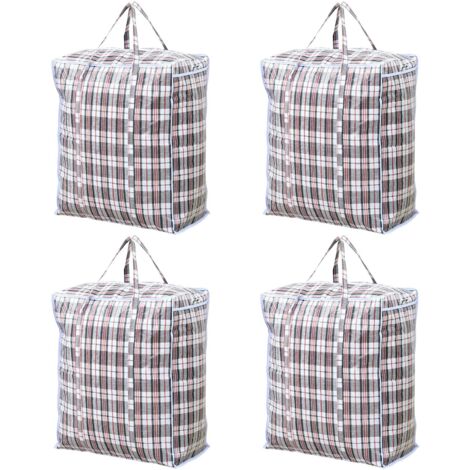 bolsas de almacenamiento grandes de 107 L con cremallera, fabricadas en polipropileno resistente, reutilizables y con asas. Ideales para guardar edredones, ropa y para mudanzas.
