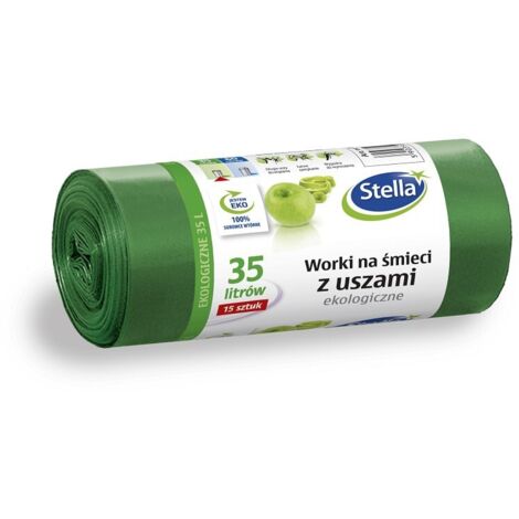 Bolsas de basura con asas ECOL脫GICAS 35 l 15 uds verde STELLA