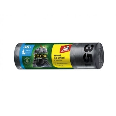 Bolsas de basura flexibles y resistentes Jan Niezbędny Magnum con cinta adhesiva, 35 l, 15 unidades