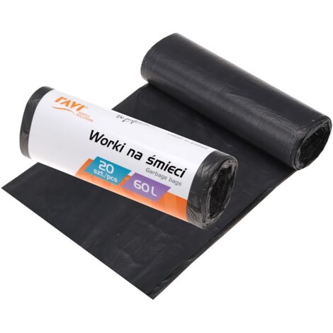 Bolsas de basura HDPE residuos 60 l 20 uds negras universales para residuos mixtos