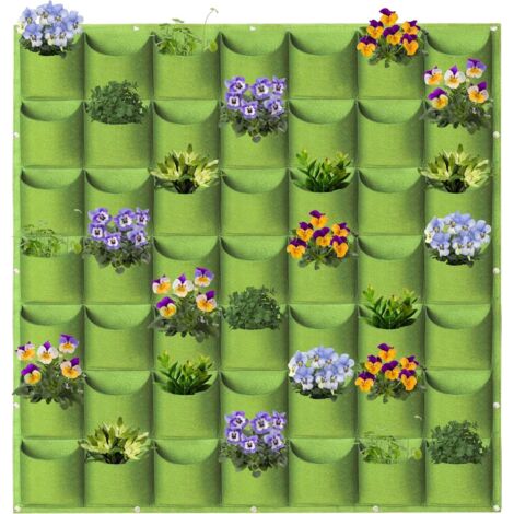 Bolsas de cultivo colgantes con 49 bolsillos, bolsas de almacenamiento de plantas (1 m × 1 m, verdes)