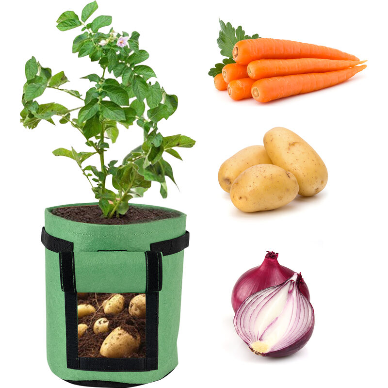 

Bolsas de cultivo de patatas, caja de macetero Bolsa de cultivo de hortalizas, con asas,Verde, L